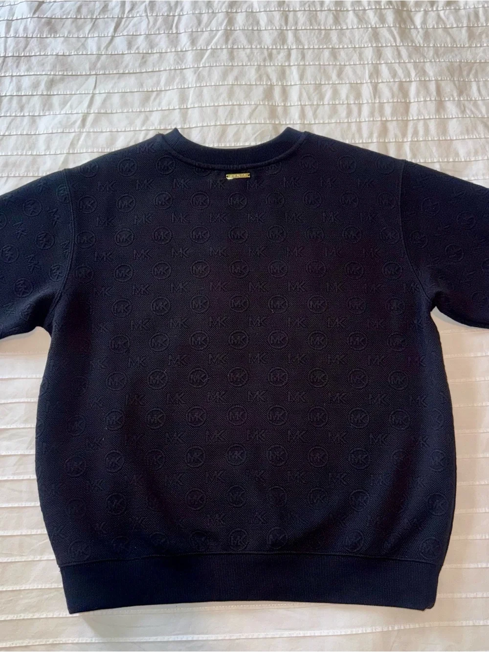 Michael Kors Black Embossed MK Crewneck Sweater